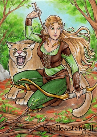 312x440 Original Female Elf Sketch Card Art By Amy Clark - Female Elf Sketch
