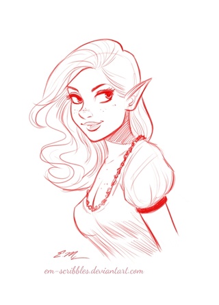 320x445 Quick Elf Head Doodle Done With Mischief. ) - Female Elf Sketch