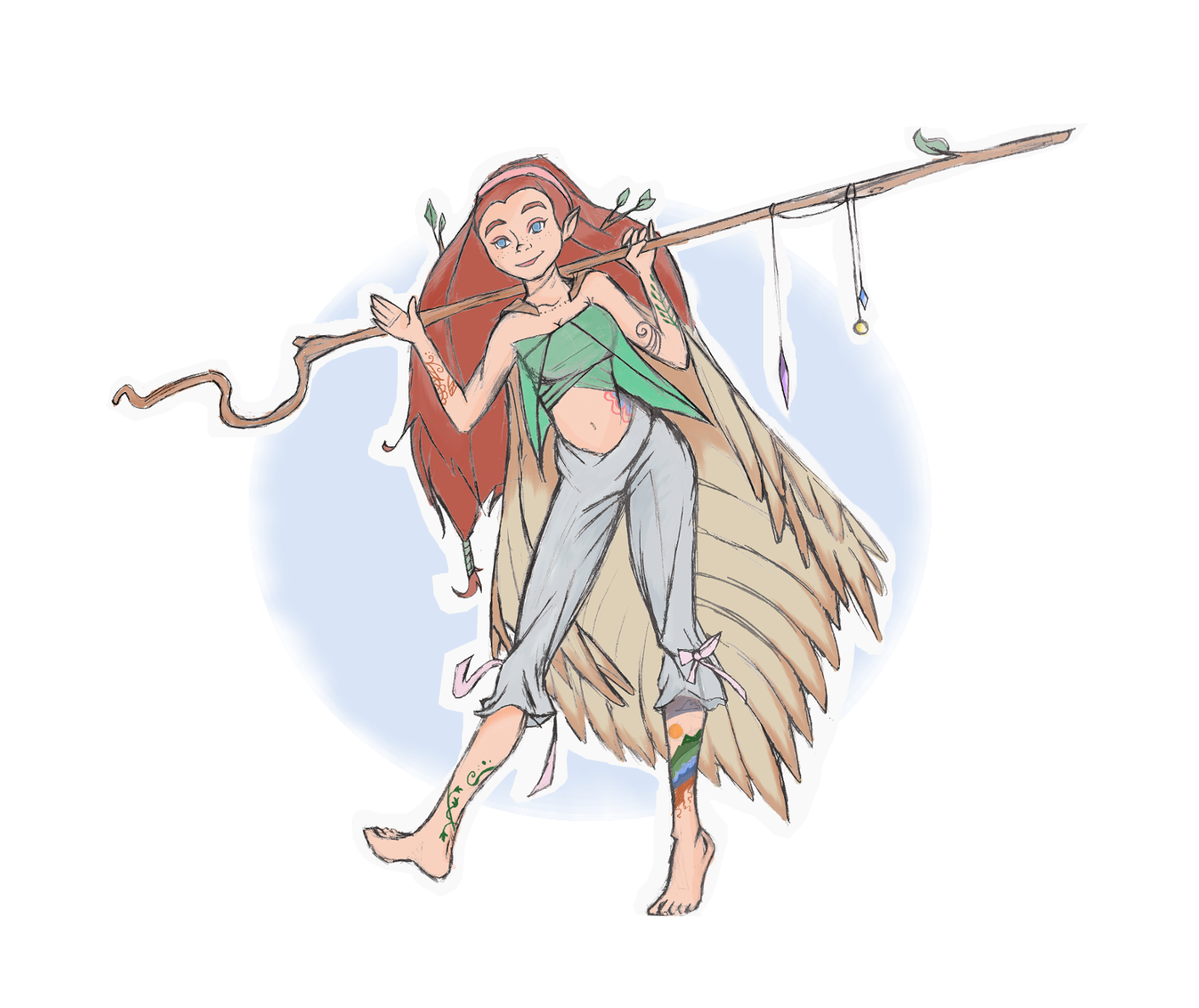 1456x1224 Rf] Female Half Elf Druid Sketch For Ukie0 - Female Elf Sketch
