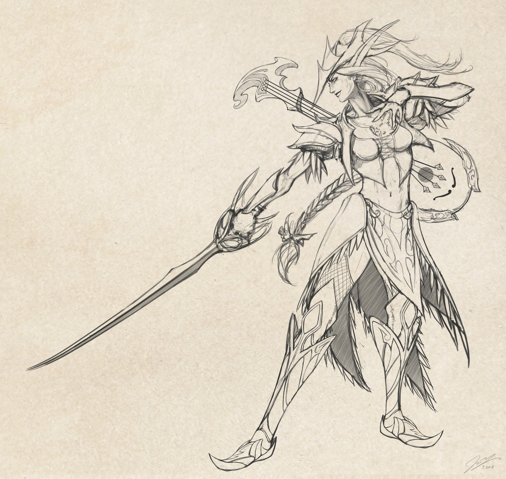 1920x1817 Artstation - Female Elf Sketch