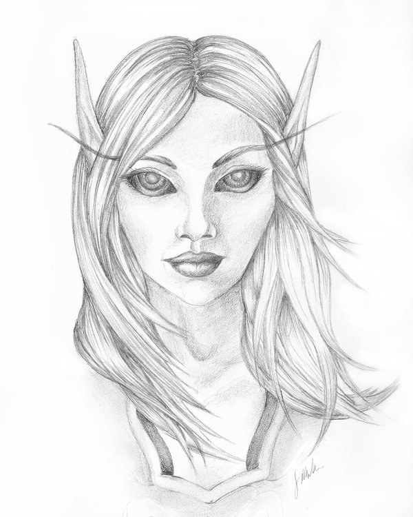 Blood Elf By Artediamore - Female Elf Sketch. 