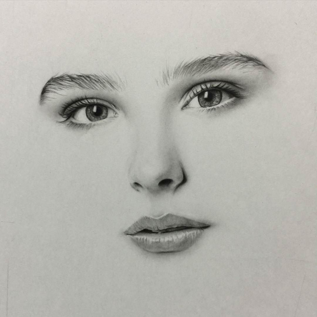 Creative Sketch Drawing Female Face with Realistic