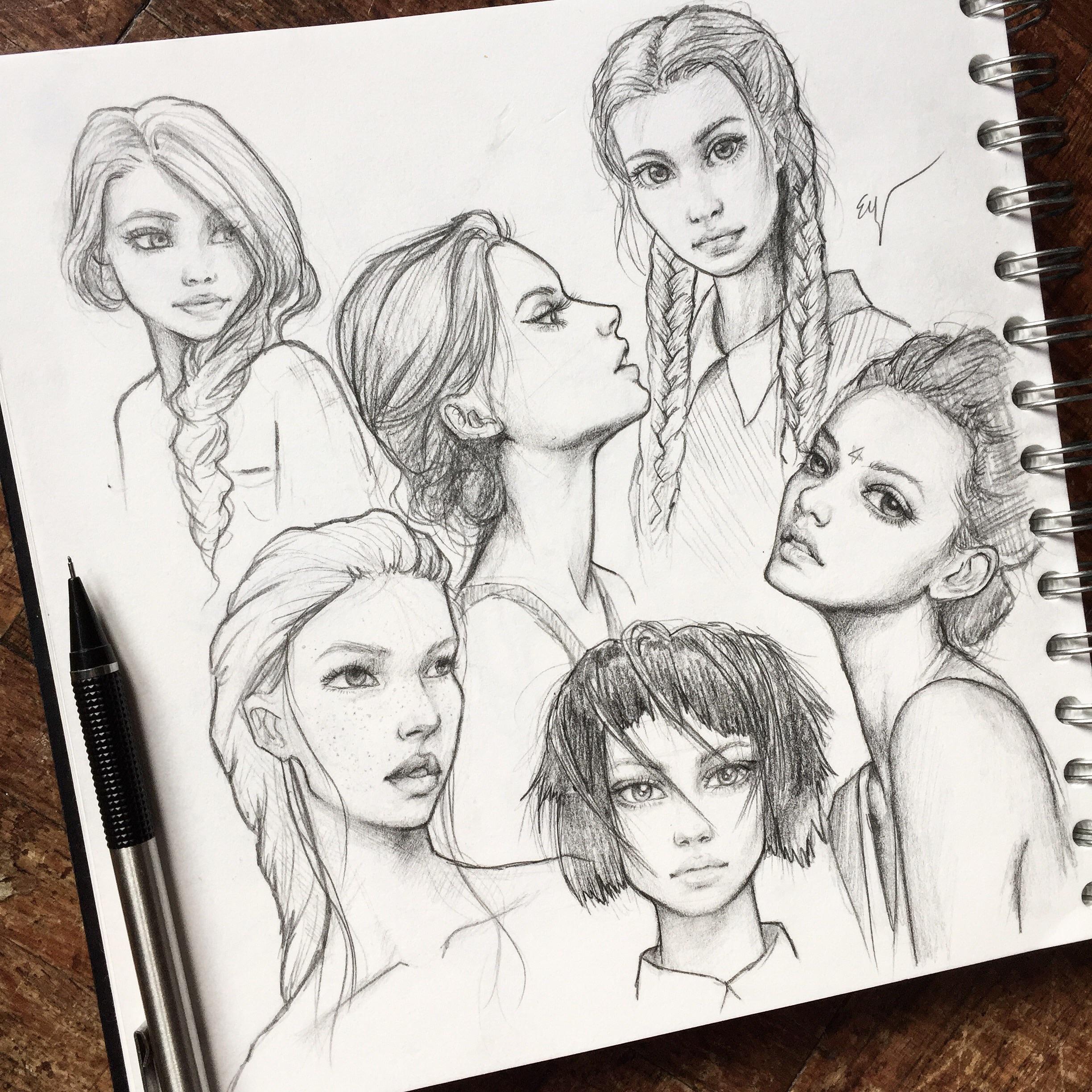 2448x2448 Some Female Face Study Sketches For Practice! Drawing - Female Face Sketch