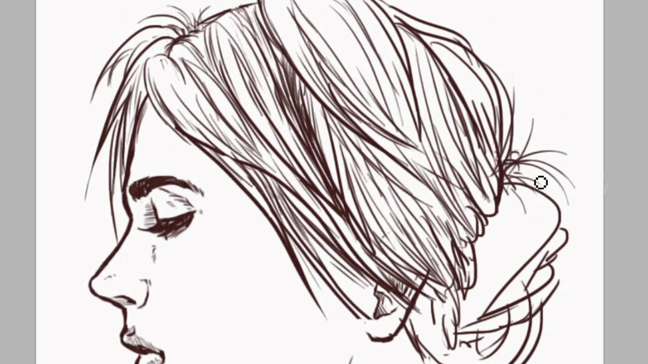 1280x720 Drawn Profile Female Face Sketch - Female Face Sketch