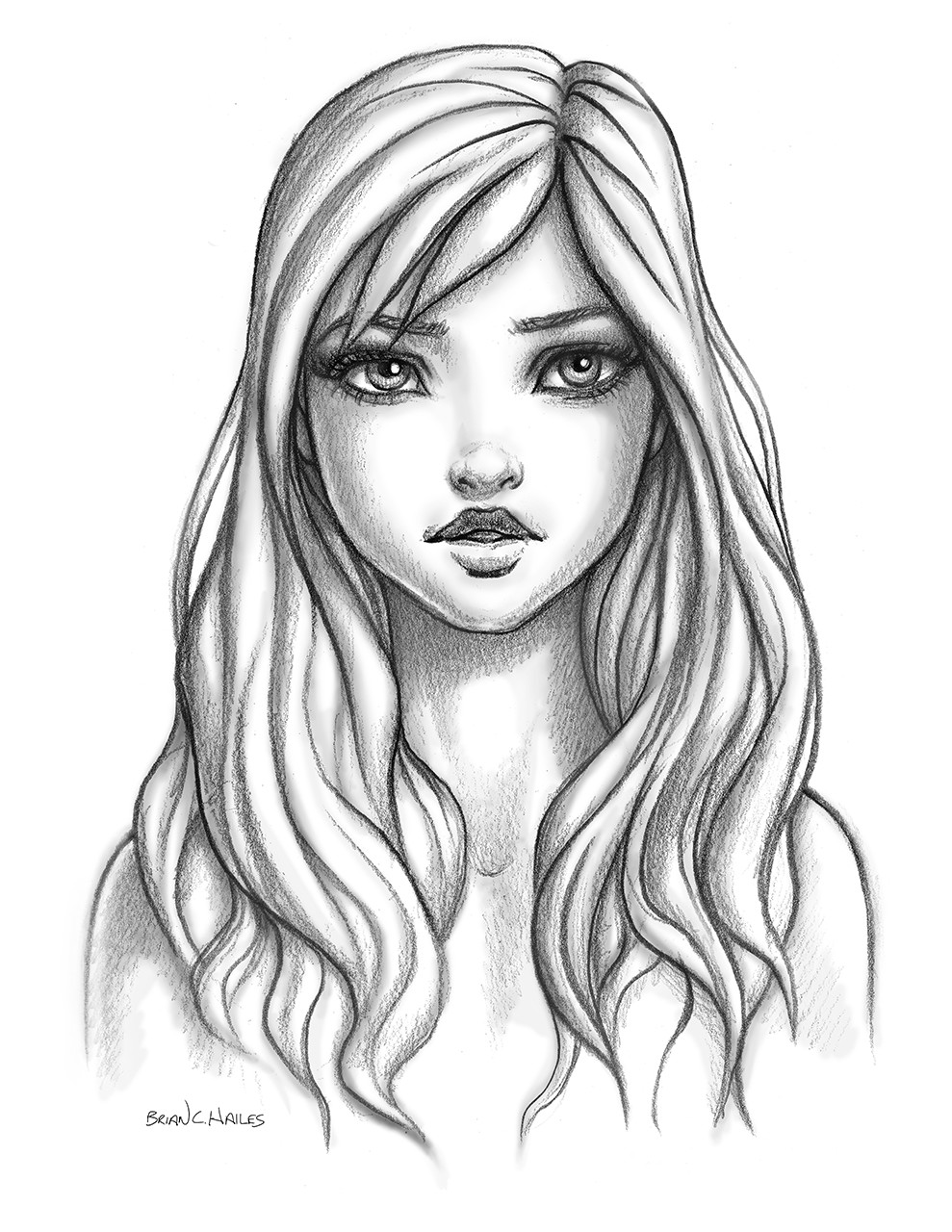 Realistic Female Face Drawing Reference