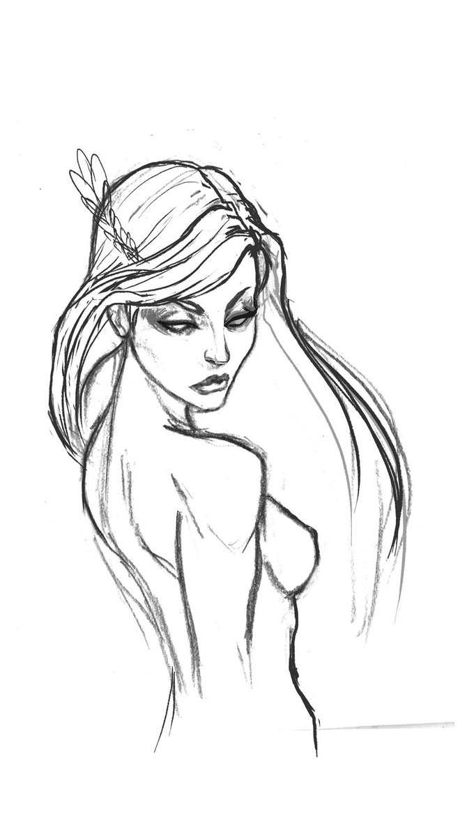 670x1191 Girl Long Hair Sketch By Maitaboris - Female Hair Sketch