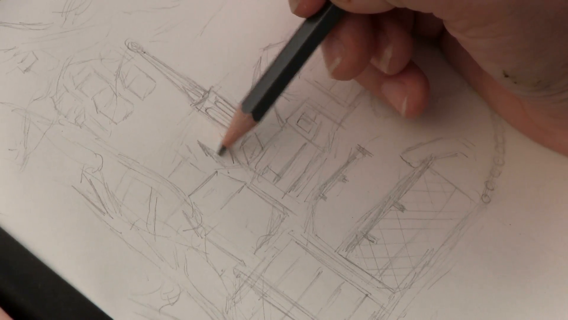 1920x1080 Female Hand Sketching On Paper Stock Video Footage - Female Hand Sketch