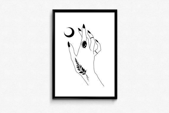 570x380 Hands Line Print Female Body Sketch Female Hand Print Etsy - Female Hand Sketch