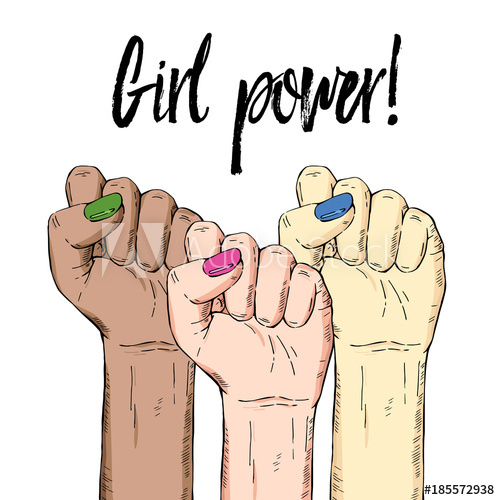 500x500 Vector Hand Drawn Background, Sketch Multicultural Illustration - Female Hand Sketch