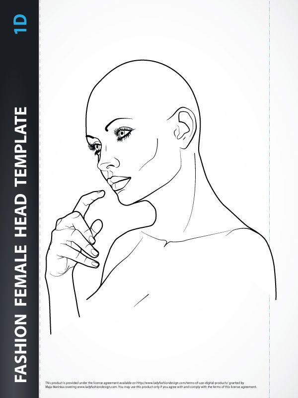 600x800 Hairstyle - Female Head Sketch