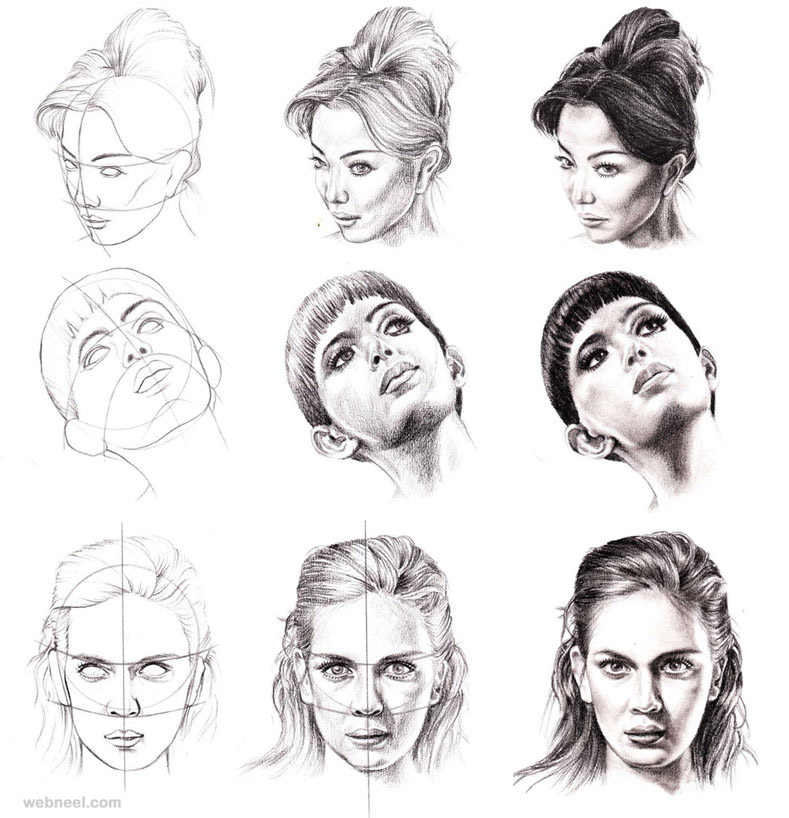 789x818 How To Draw A Face - Female Head Sketch