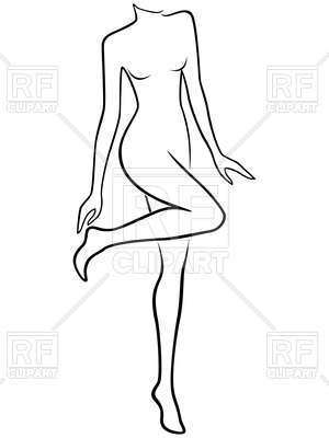 300x400 Outline Of Slender Female Touches Her Tired Heel Vector Image - Female Mannequin Sketch