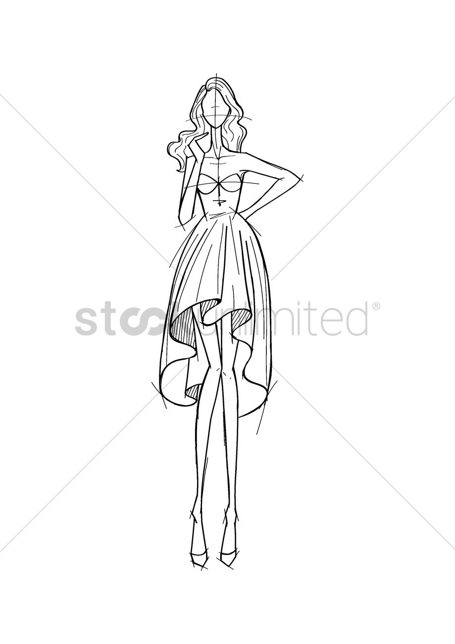 919x1300 Fashion Model Sketch Vector Image - Female Model Sketch