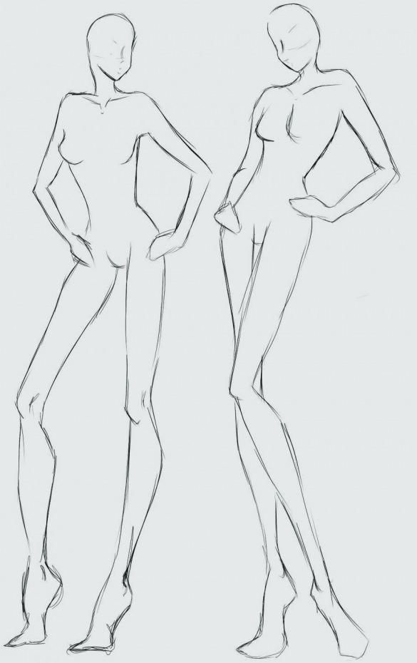 585x930 Model Sketch Template Sketching For Fashion Designers Design - Female Model Sketch