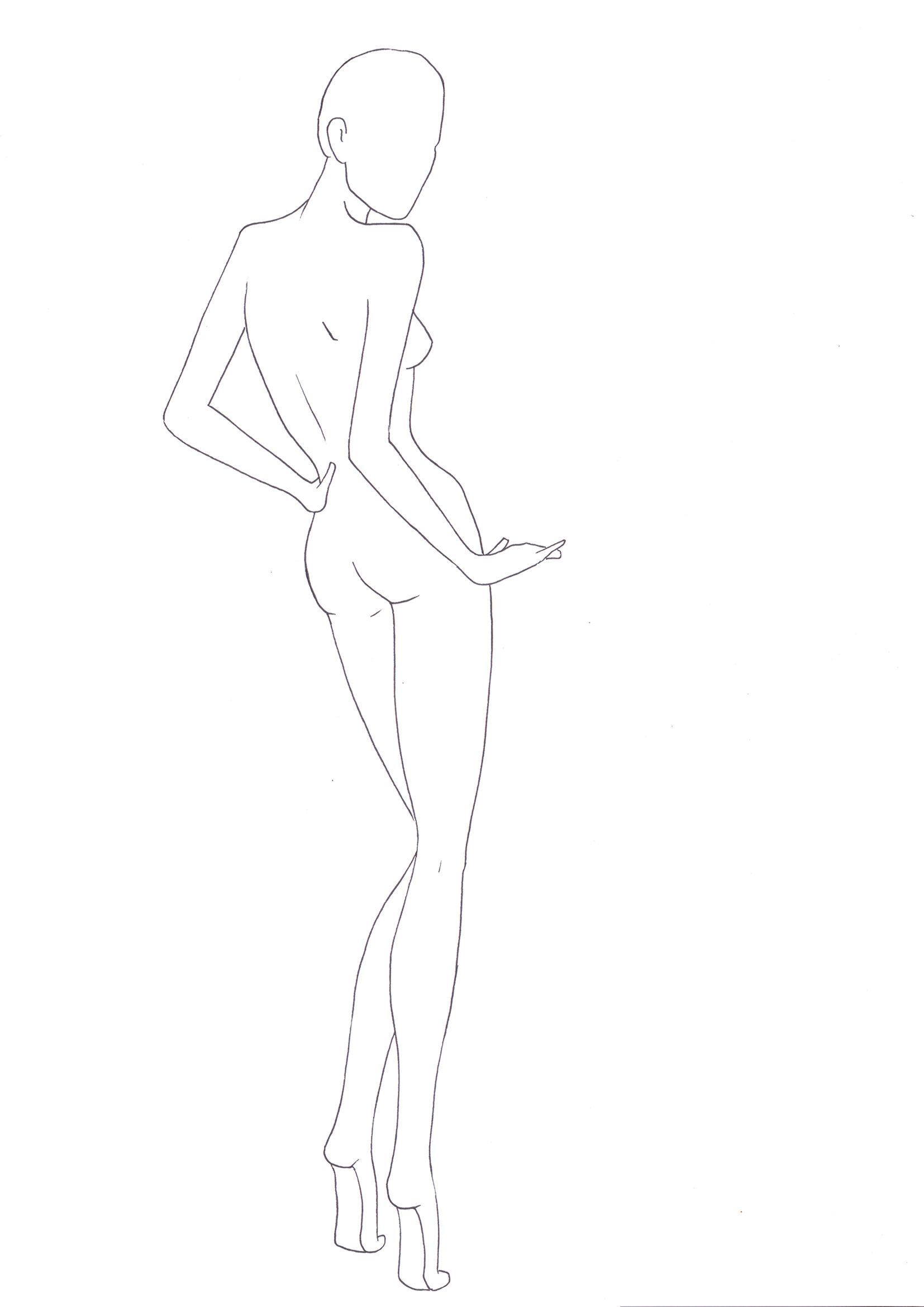 1654x2339 Download Free Back View Fashion Figure Template For Your Fashion - Female Model Sketch