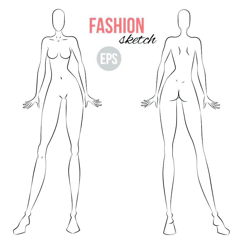 800x800 Fashion Design Template Female Designer Drawing Lovely Figure - Female Outline Sketch