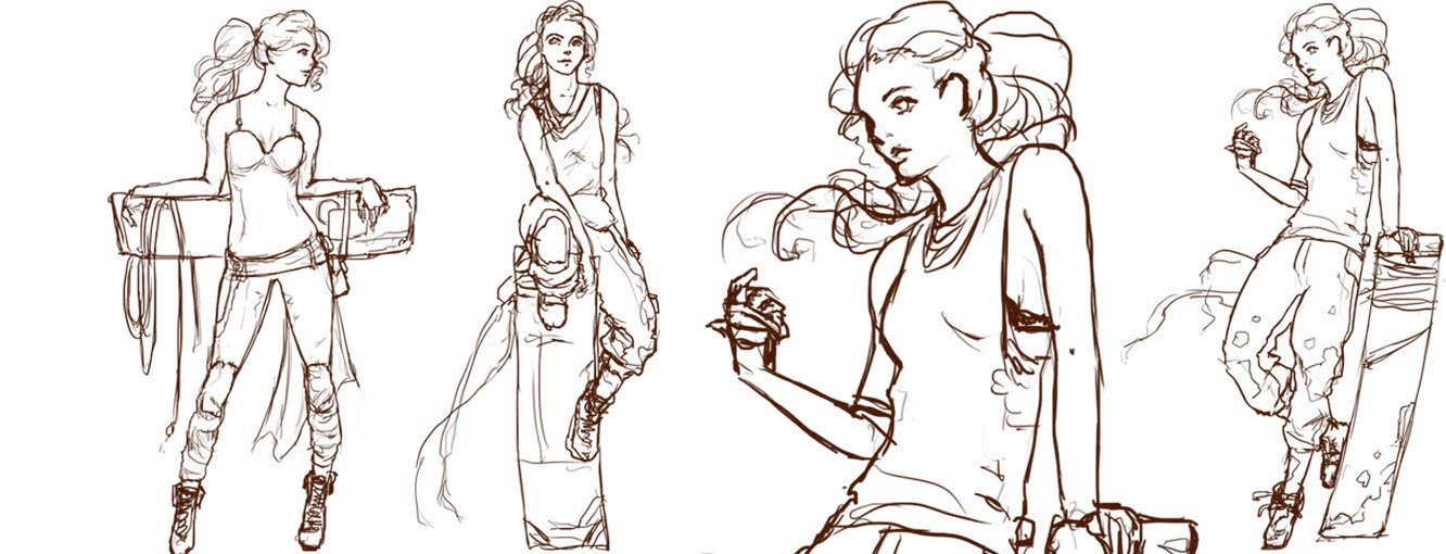 1332x510 Female Character Series Part 1 - Female Outline Sketch