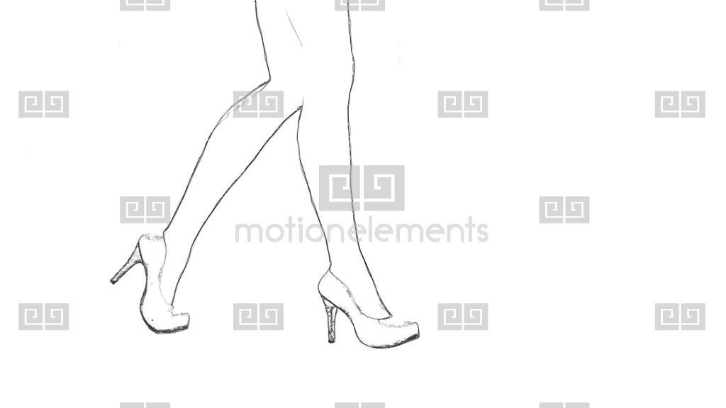 1024x576 Female Legs In High Heels Outline Sketch Animation Stock Animation - Female Outline Sketch