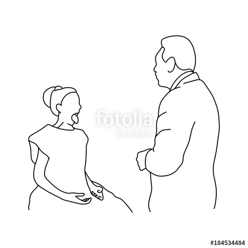 500x500 Male Doctor Check Up A Tongue Of Female Patient Vector - Female Outline Sketch