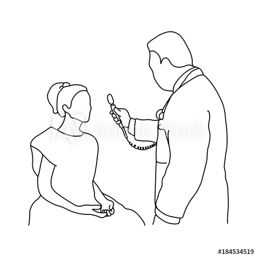 500x500 Male Doctor Using Optical Equipment On His Female Patient Vector - Female Outline Sketch