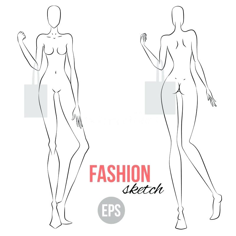 800x800 Download Vector Outline Girl Model Template For Fashion Sketching - Female Outline Sketch