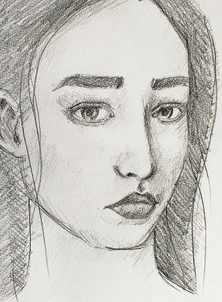 768x1042 How To Effectively Draw Faces - Female Portrait Sketch