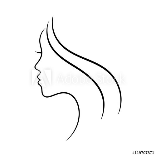 500x500 Female Face Profile Sketch. May Be Used For Spa And Beauty Salon - Female Profile Sketch