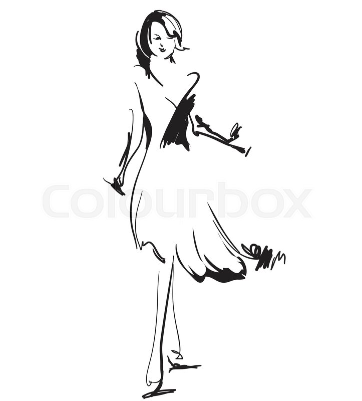 723x800 Fashion Models Silhouettes Sketch Hand Drawn , Vector Illustration - Female Silhouette Sketch