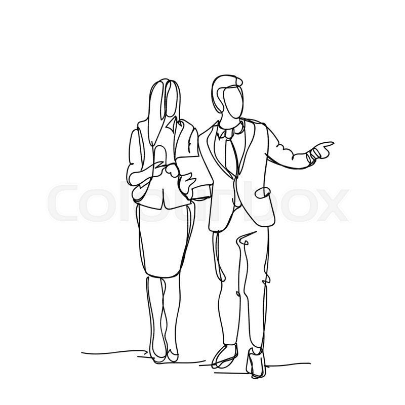 800x800 Sketch Business People Couple Businessman Point Finger Doodle Male - Female Silhouette Sketch