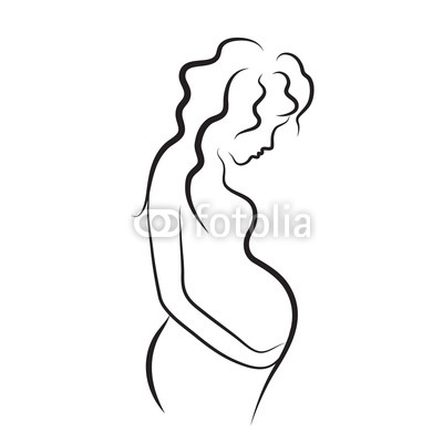 400x400 Pregnant Woman Silhouette, Sketch, Isolated Vector Symbol Buy - Female Silhouette Sketch