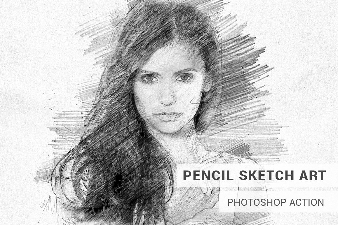 1158x772 Pencil Sketch Art Photoshop Action - Female Sketch Art