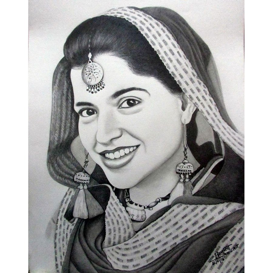 900x900 Create Your Own Pencil Sketch Portrait - Female Sketch Art