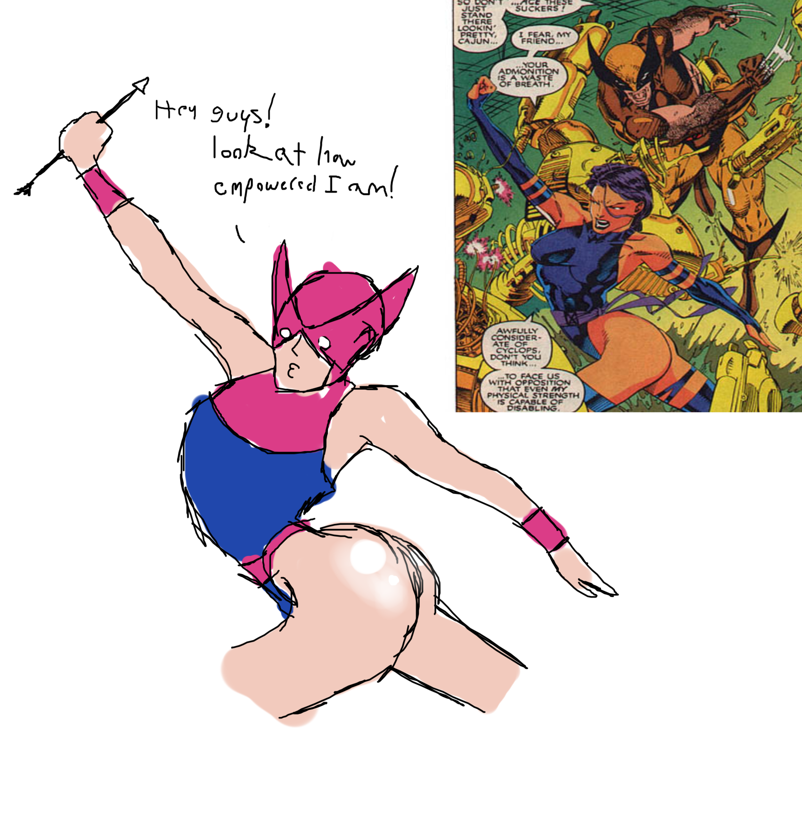 1580x1600 Strong Female Superhero Pose Meme Gets A Hawkeye Reboot The - Female Superhero Sketches
