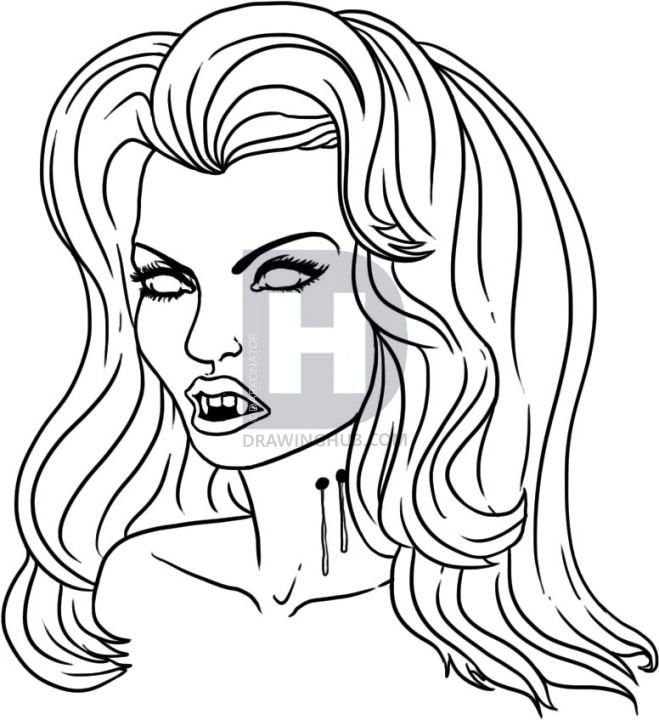 659x720 How To Draw A Vampire Girl, Step By Step, Drawing Guide, By - Female Vampire Sketch