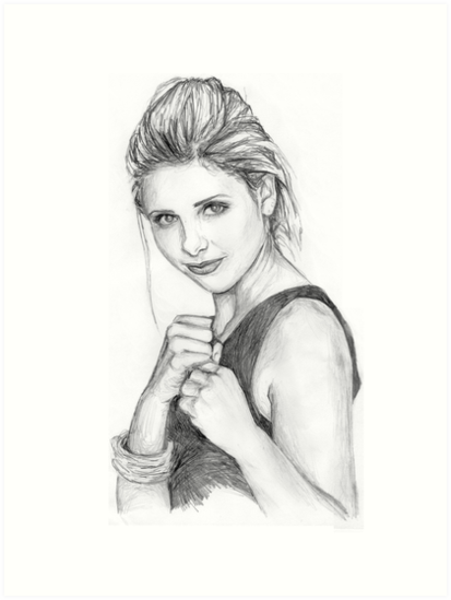 413x549 Buffy The Vampire Sketch Art Prints By Felix Ashford Redbubble - Female Vampire Sketch