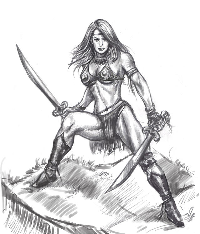 639x749 Female Warrior Drawing By Vaibhav Pawar - Female Warrior Sketch