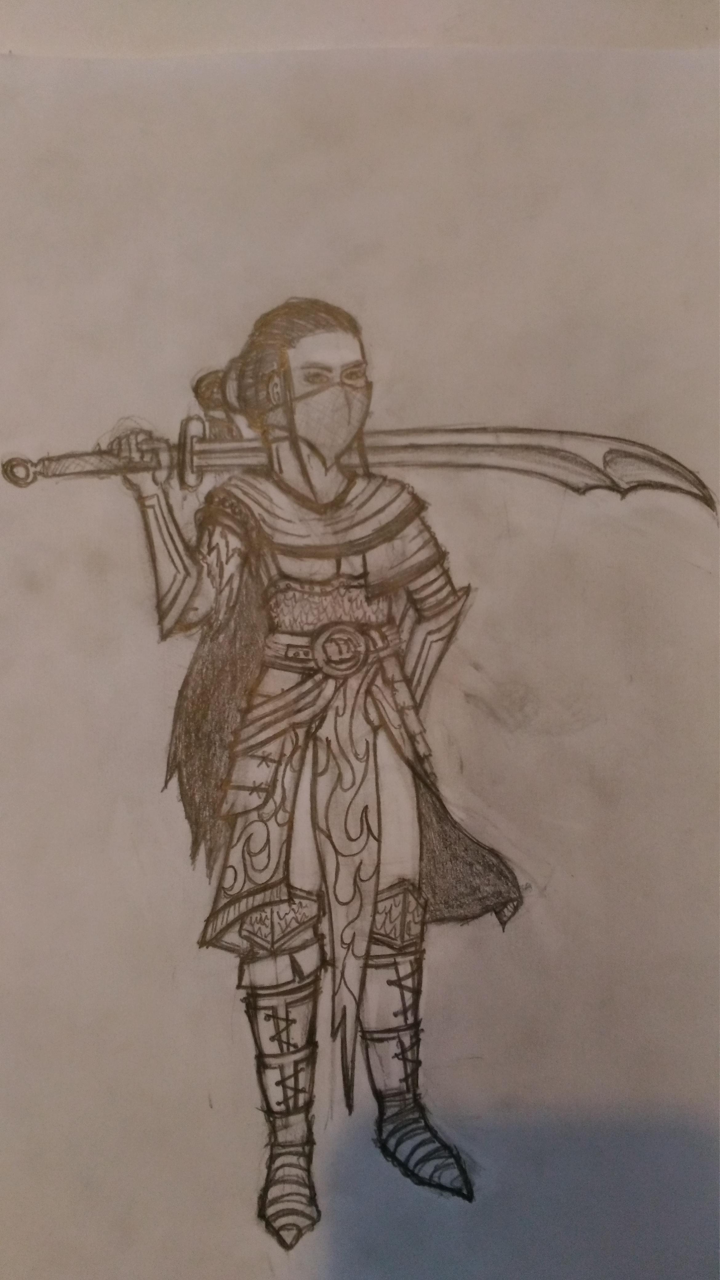 2340x4160 Female Warrior Sketch By Me ) Imaginarycharacters - Female Warrior Sketch