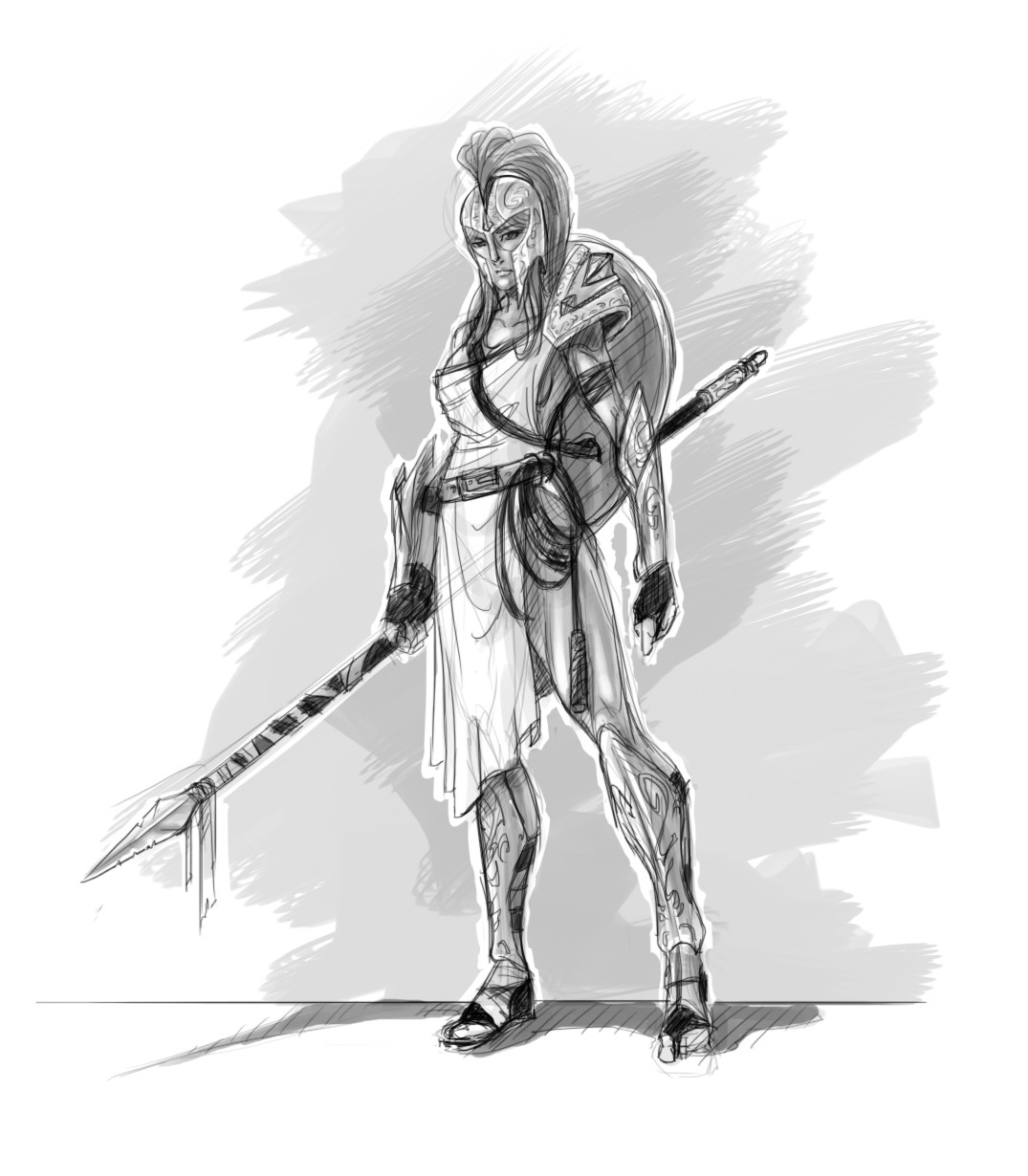 1075x1230 Artstation - Female Warrior Sketch
