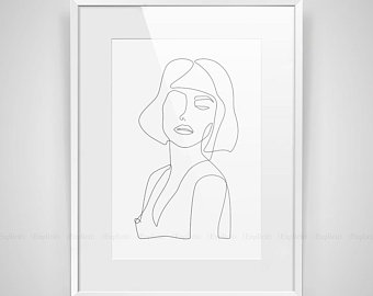 340x270 Feminine Drawing Sketch Woman In One Line Art Face Etsy - Feminine Sketch