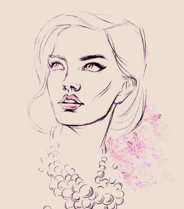 600x682 Feminine Sketch Head Portrait Art Vector Free Vector Download - Feminine Sketch