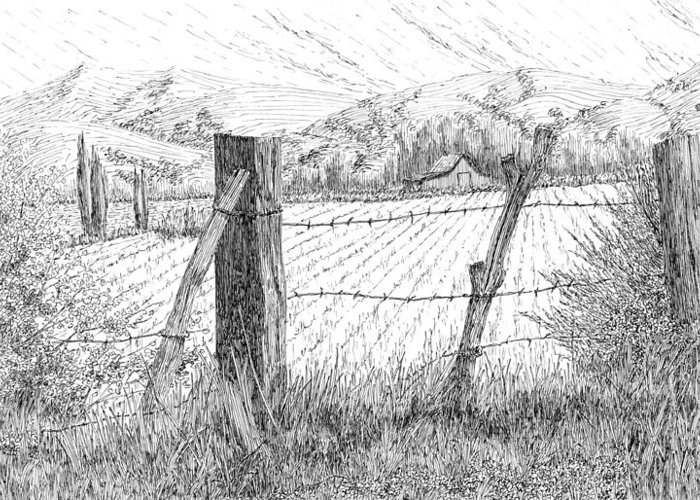 700x500 Through The Fence Greeting Card For Sale By David King - Fence Sketch