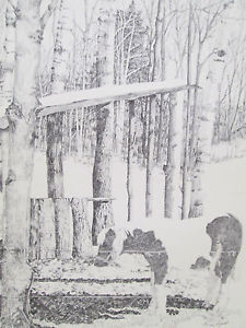 225x300 Vintage Lynn Anderson Lynas Sketch Drawing Horse Barn Fence Trees - Fence Sketch