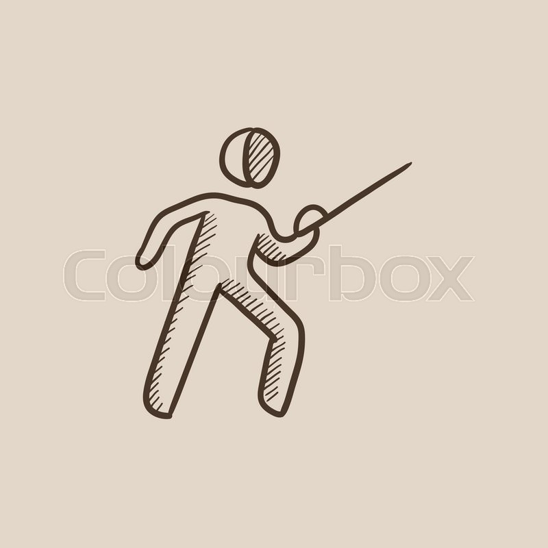 800x800 Fencing Sketch Icon For Web, Mobile And Infographics. Hand Drawn - Fencing Sketch