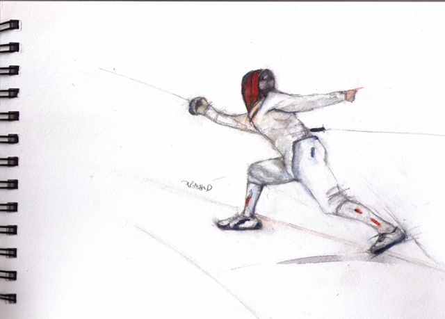 640x459 Sport Fencing Paintings New Drawings And Tournament Video - Fencing Sketch