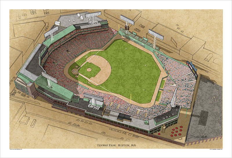 800x547 Fenway Park Art Poster - Fenway Park Sketch