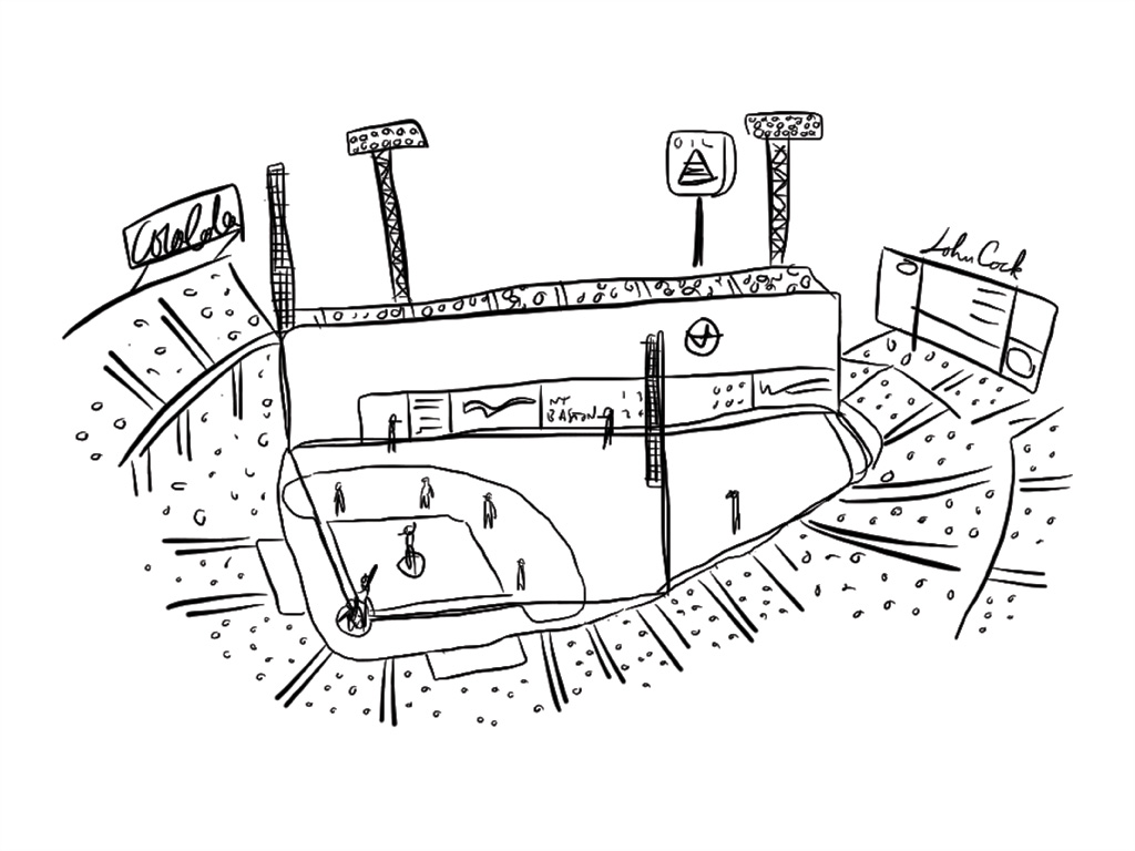 1024x768 Flip Flop Fly Ball - Fenway Park Sketch