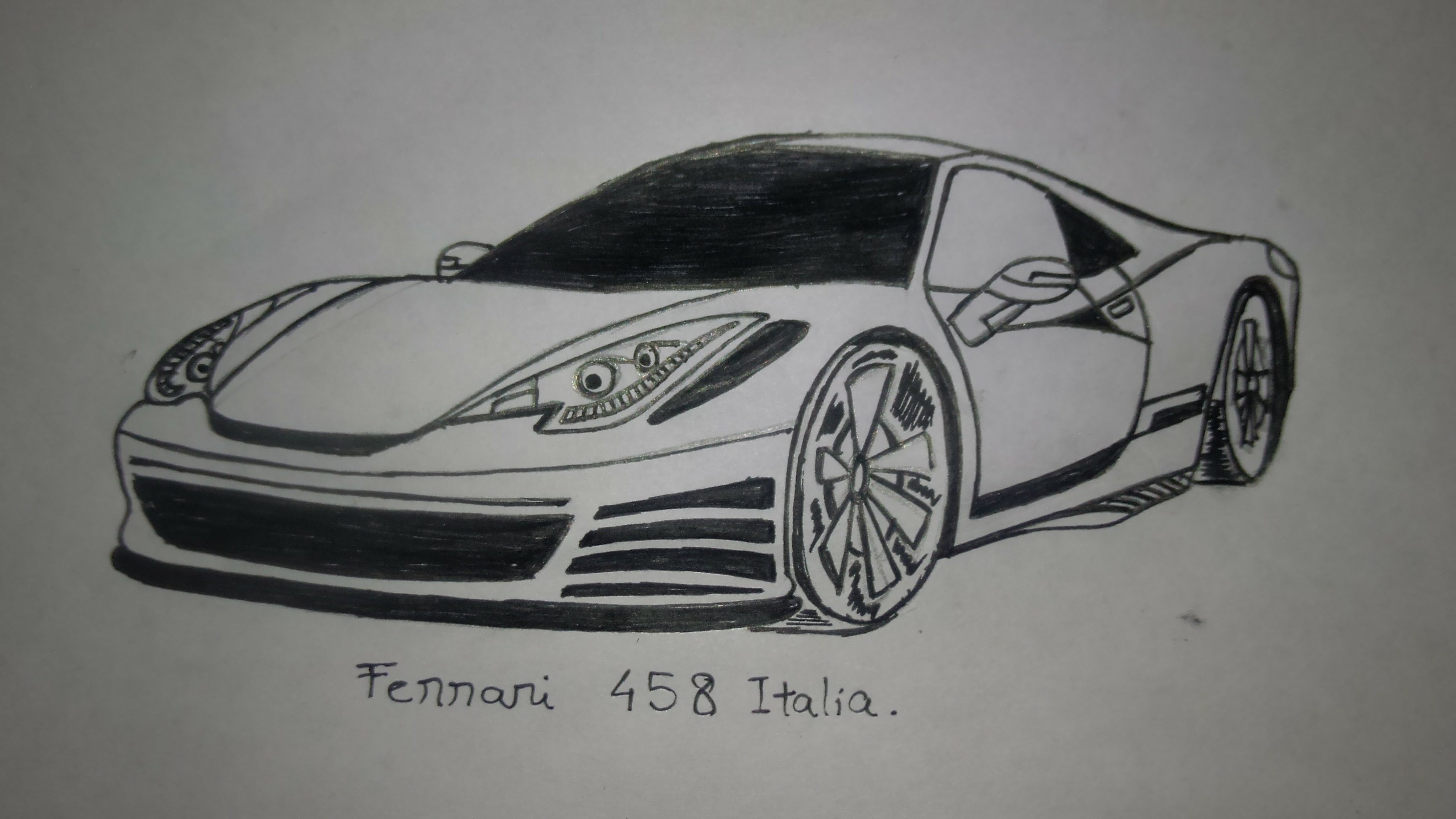 4096x2304 Ferrari 458 Italia Pen Sketch - Ferrari 458 Sketch