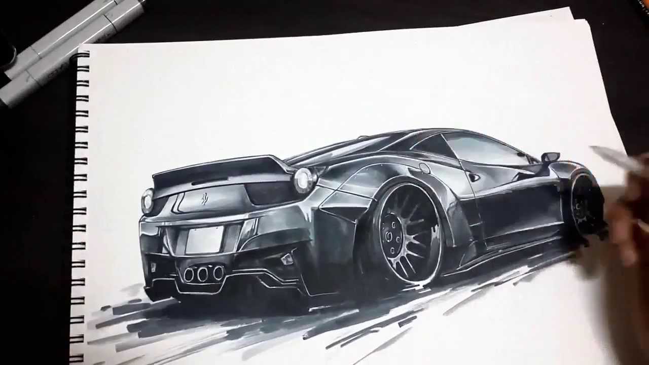 1280x720 Ferrari 458 Italia Lb Performance Marker Sketch - Ferrari 458 Sketch