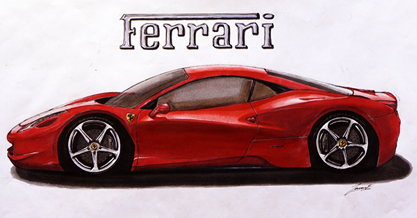 600x314 Ferrari 458 Sketch On Behance - Ferrari 458 Sketch