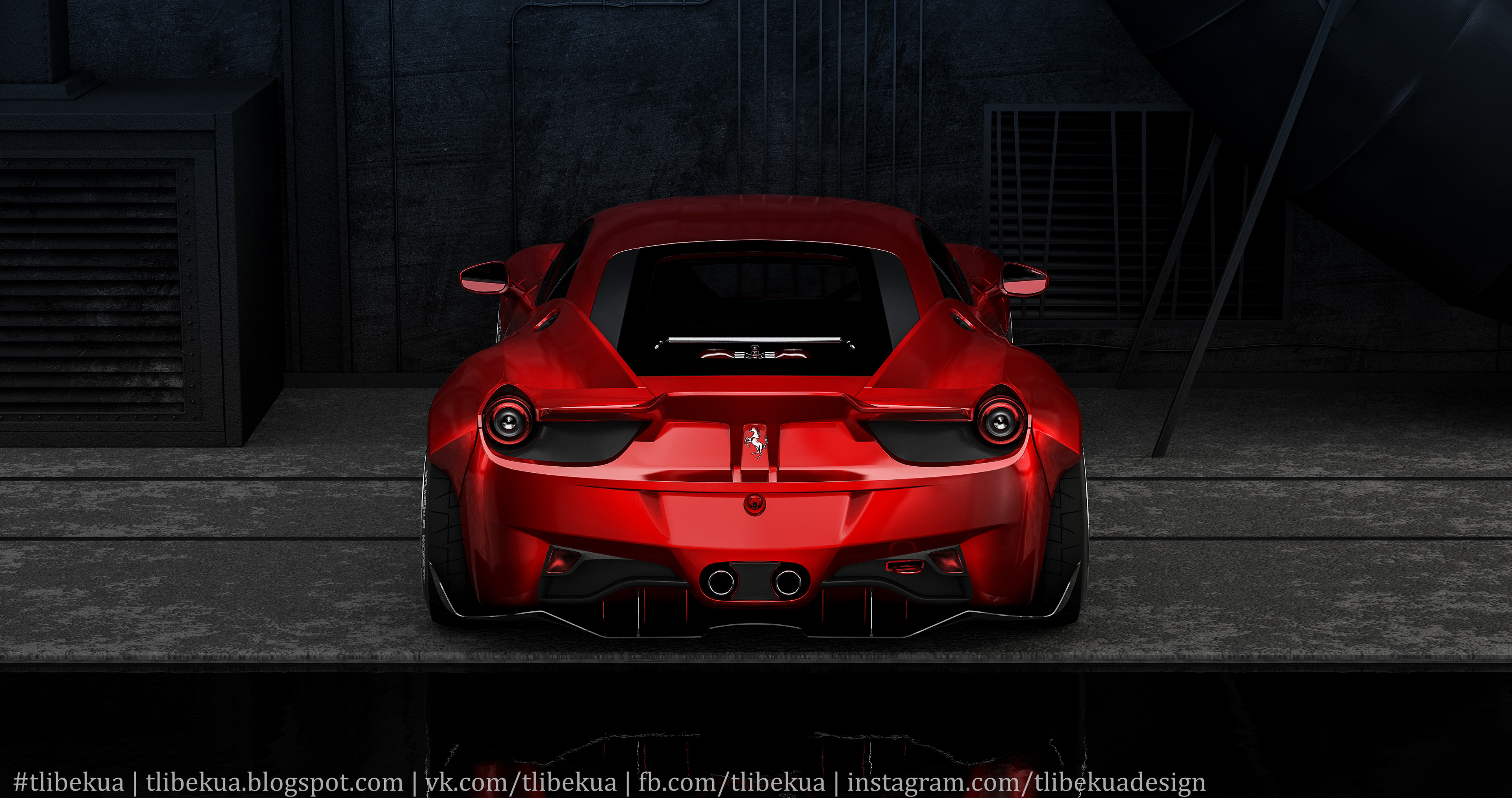 3840x2026 Kasim Tlibekov. Tlibekua - Ferrari 458 Sketch